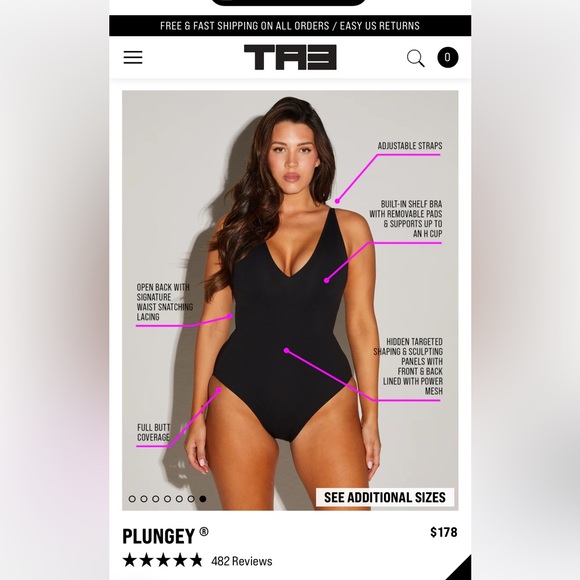 TA3 Swim “Plungey” swimsuit EUC!!